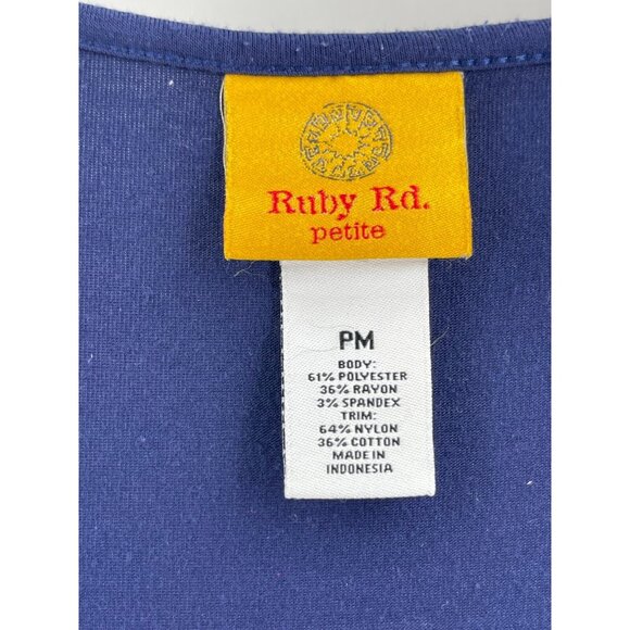 Ruby Rd Petite Women's Blue Lined Lace Sleeveless Scoop Neck Top Size PM - Picture 3 of 11